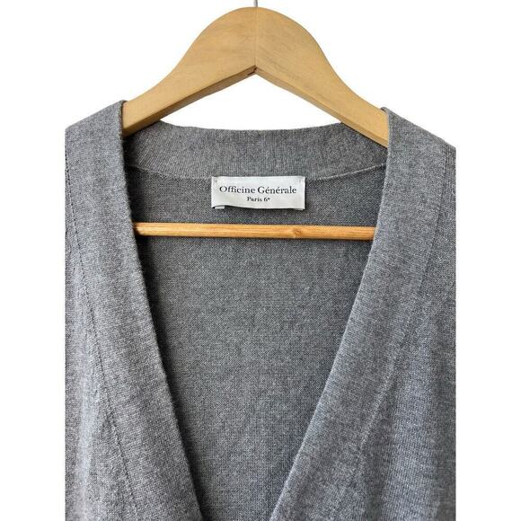 Officine Generale Sweater Men’s Grey Cardigan Italian Yarn Large - Picture 3 of 8